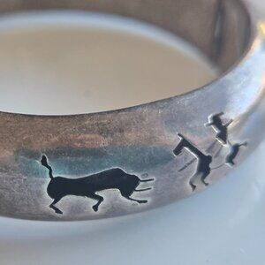 Sterling Silver Taxco Storyteller Bangle Bracelet – Mexican Folk Art